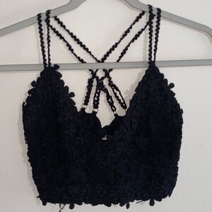 POL Black Lace Strappy Bralette